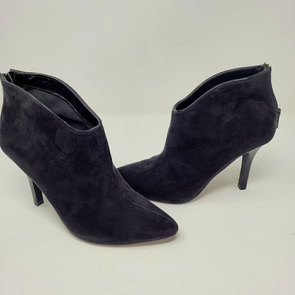 Carlos By Carlos Santana Black Suede Heel Booties